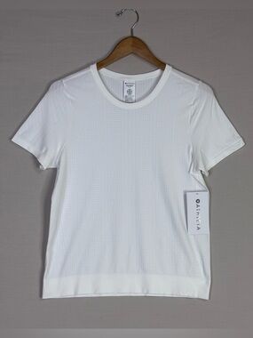 NWT Athleta Seamless Performance Tee White Breathable Stretch Top M Active